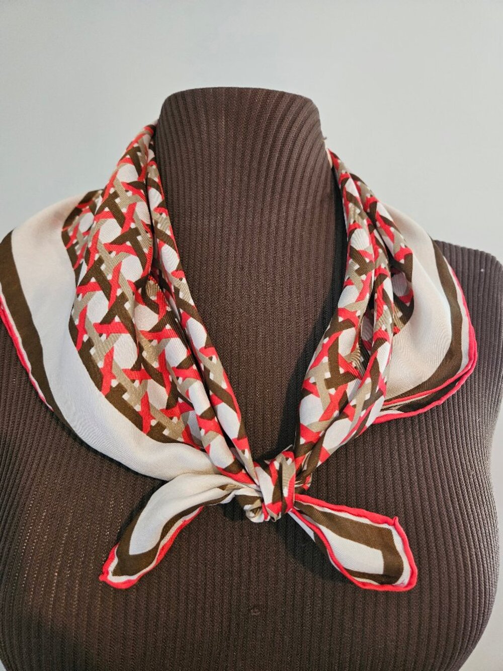 Vintage Echo Scarf Square...Brown/Orange/Cream